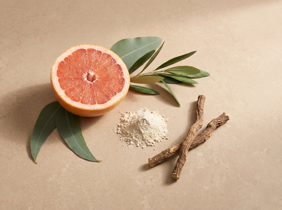 Ingredients actifs sur pierre beige